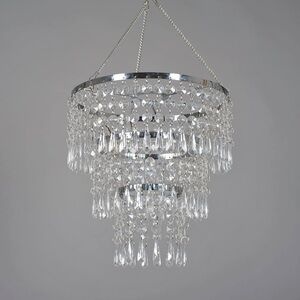 CHANDELIER FAUX CRYSTAL LIGHT SHADE CEILING GLAM LIGHT CORD BLING ACRYLIC GIRLY